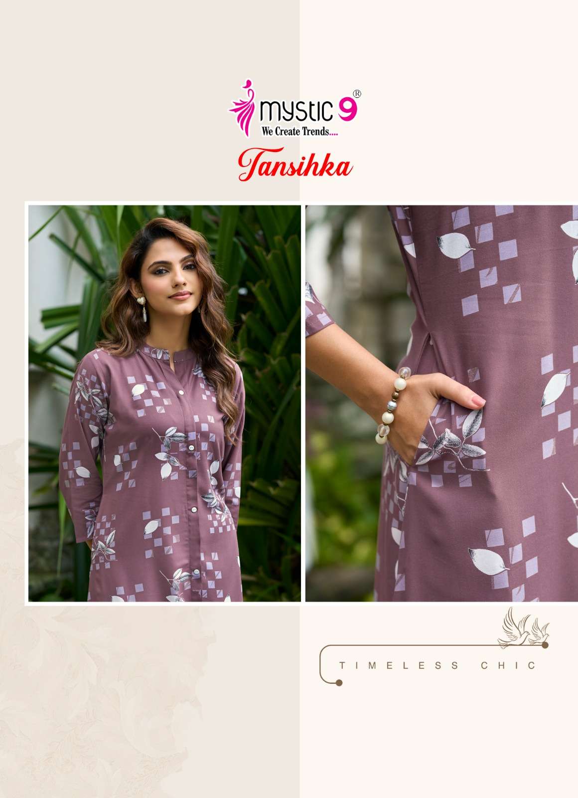 MYSTIC 9 TANISHKA VOL 1 HEAVY VISCOSE PRINT A LINE CUT CORD SET SURAT BRAND WHOLESALER 